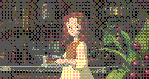 arrietty screenshot with rgb dithering effect